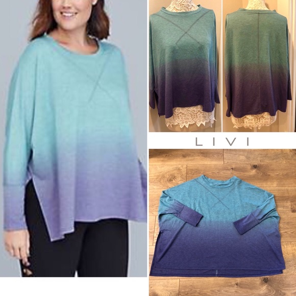 Livi Active Tops - NWOT Livi Active LB Dip Dye Sweatshirt 10/12